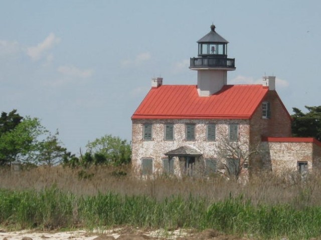 East Point Lighthouse with its brick colored roof
